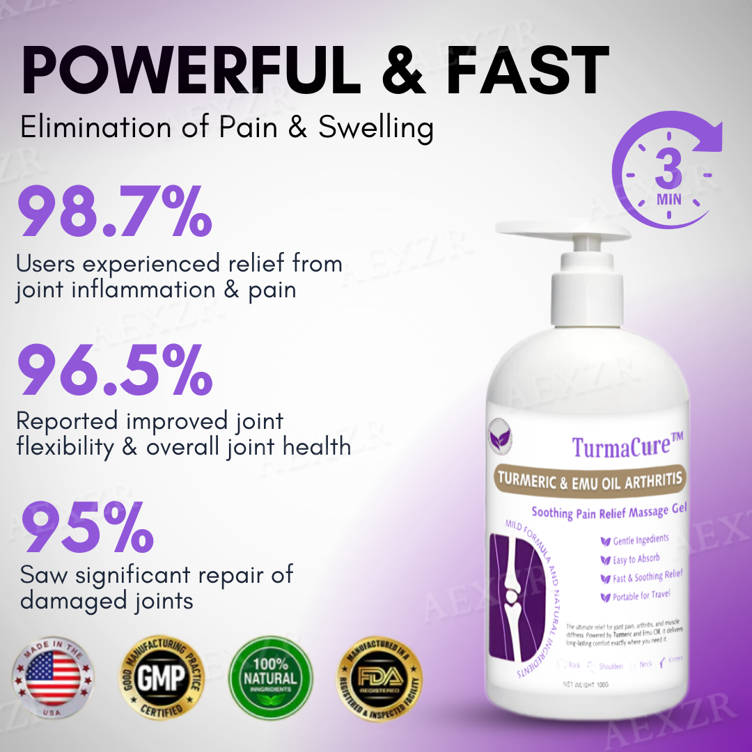 TurmaCure™ Turmeric & Emu Oil Arthritis Soothing Pain Relief Massage Gel