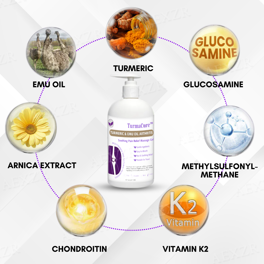 TurmaCure™ Turmeric & Emu Oil Arthritis Soothing Pain Relief Massage Gel